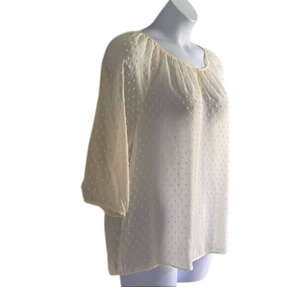 Ann Taylor Petite Sheer Textured Polyester Keyhole Blouse Petite Large - Picture 6 of 9